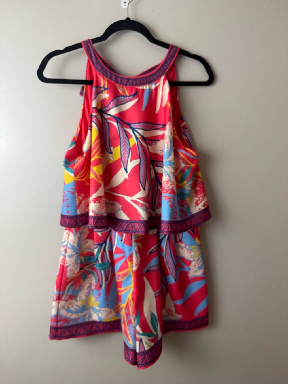 Flying Tomato Floral RomperTie Back Halter Large